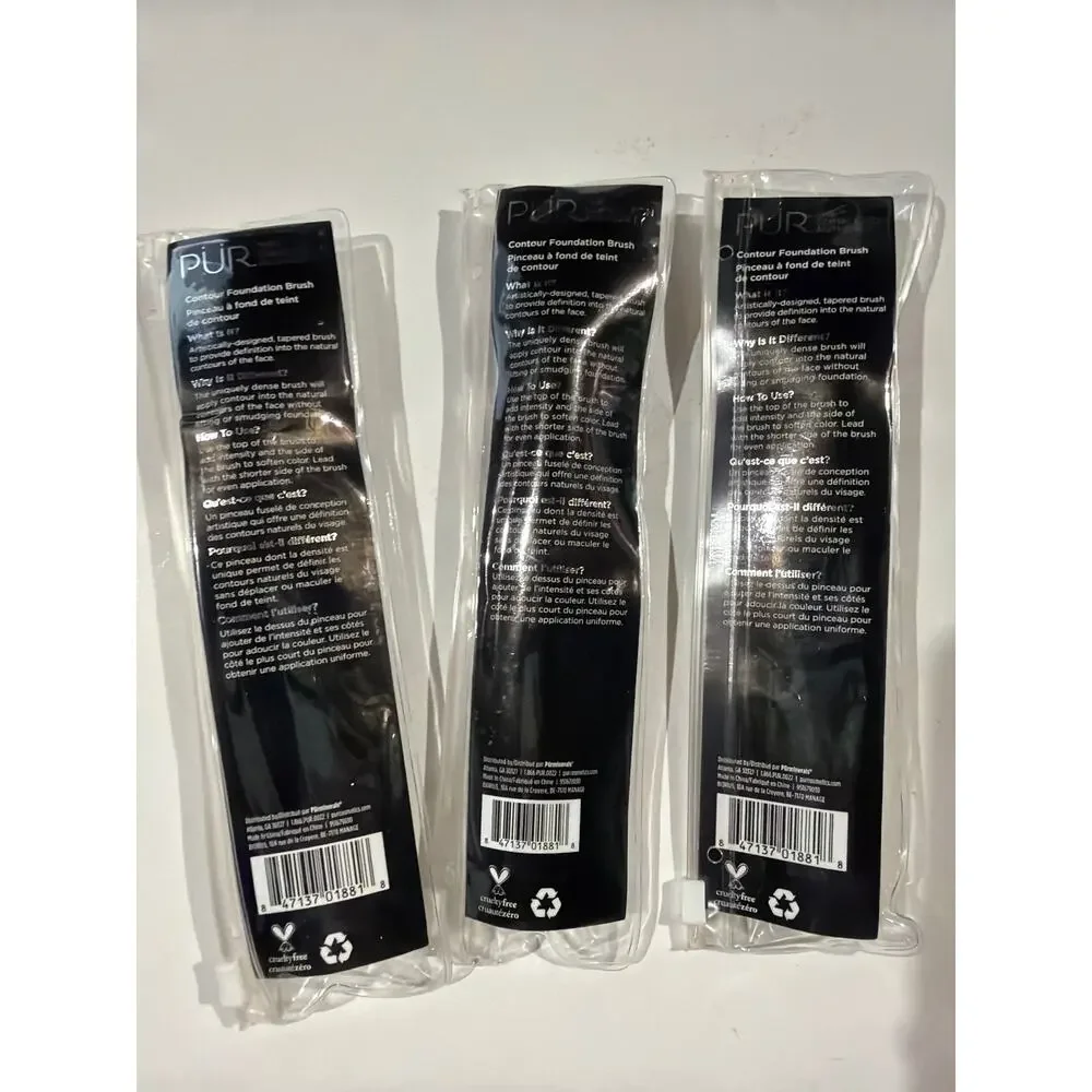 PUR Contour Make Up Cosmetics Foundation Brush Set of three NEW